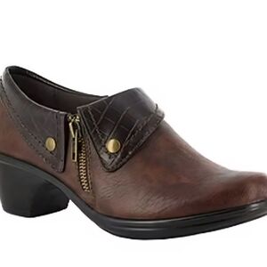 EASY STREET Womens 12 M  Darcy Brown Croco Scooties Booties Zip Comfort Clog NIB